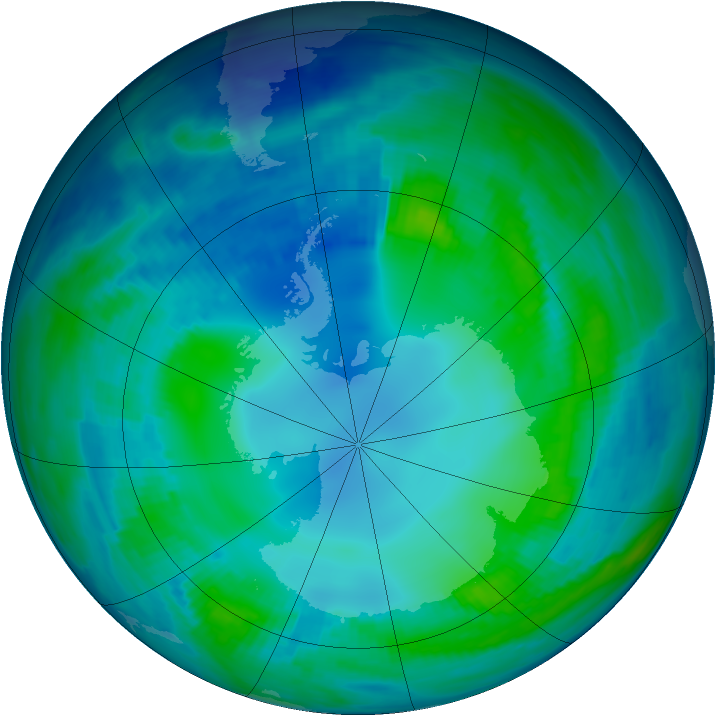 Antarctic ozone map for 09 May 1997